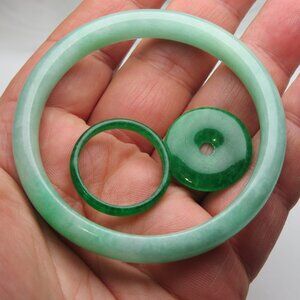"Natural Jade bangle +   REE Jade Ring & Jade Donut 57mm "